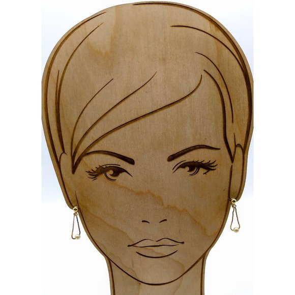 Vintage Crown Trifari Pearl Drop Earrings, Chic Gold Tone Dainty Chain Clip On - Picture 4 of 5